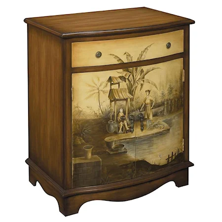 Accent Cabinet with Handpainted Asian Landscape